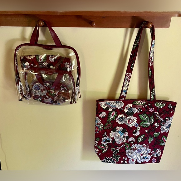 ✨Vera Bradley Floral Shoulder Tote Bag and 4-piece cosmetic bags